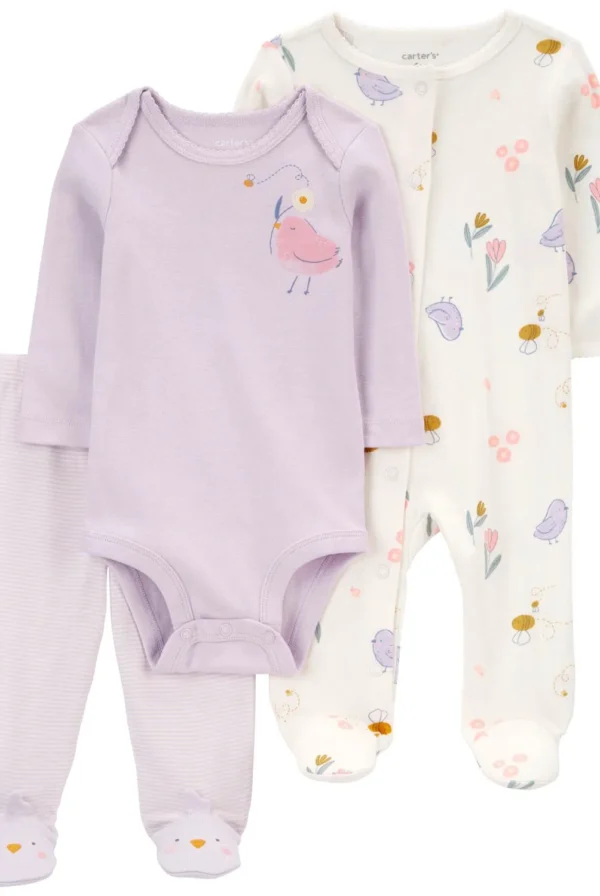 Conjunto 3 piezas Pijama, Body y Patitas Niña Carter's 6 Meses