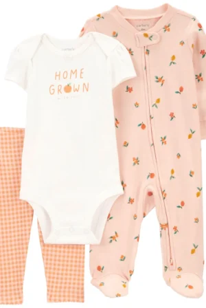 Conjunto 3 Piezas Pijama, Body y Pantalón  para Niña Carter's  6 Meses