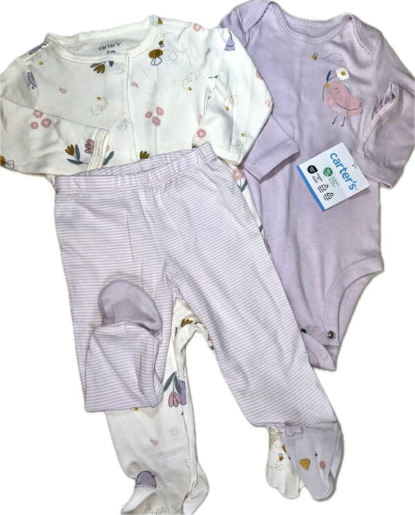 Conjunto 3 piezas Pijama, Body y Patitas Niña Carter's 6 Meses