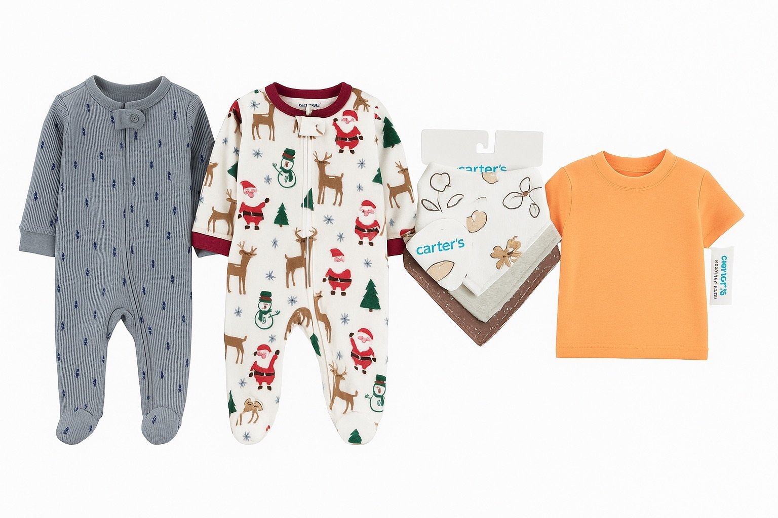 Combo 4 Piezas Carters, 2 Body, 3baberos Y Remera. 0-3 Meses