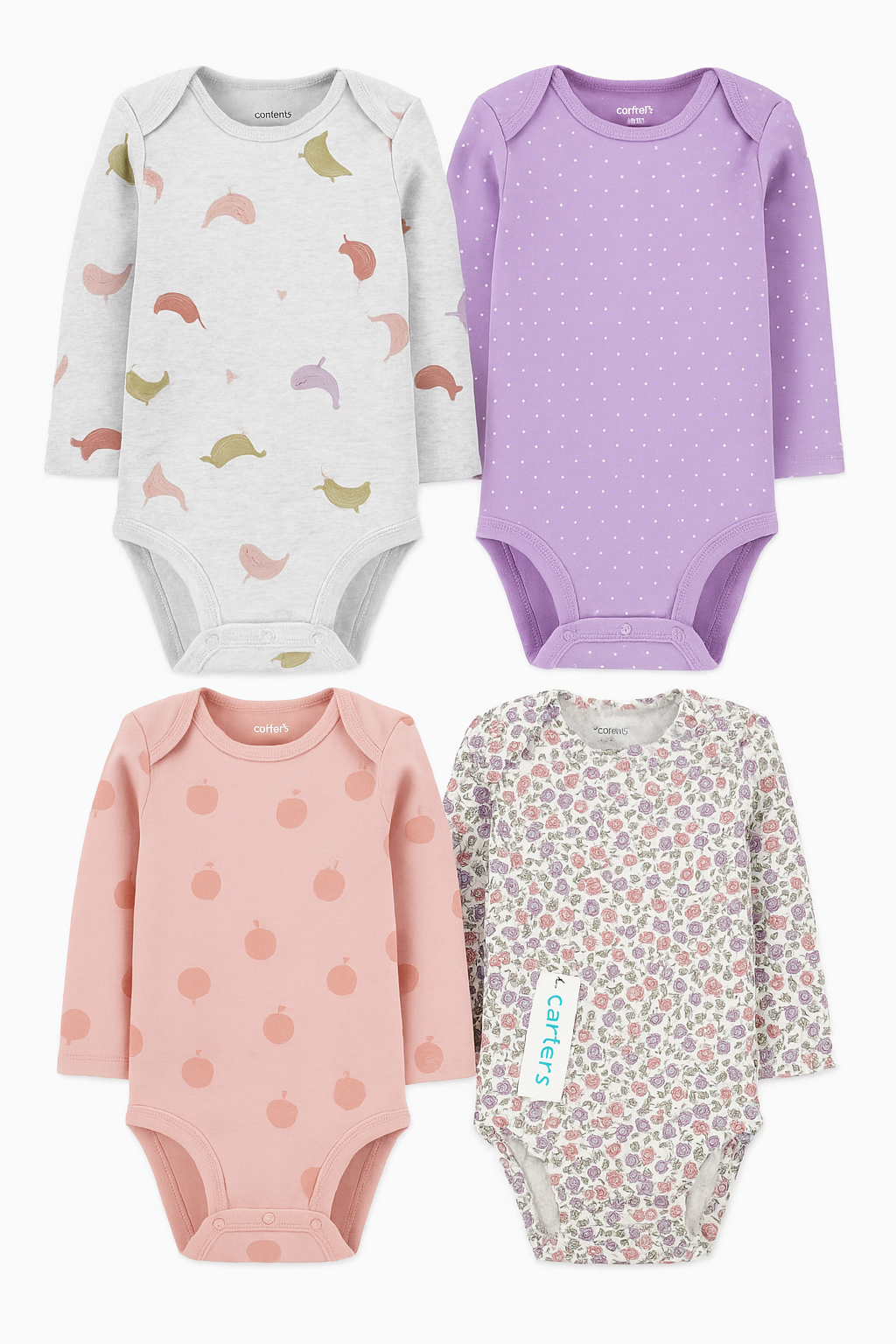 Set 4 unidades Bodys Algodón Bebé Carter’s 12 Meses
