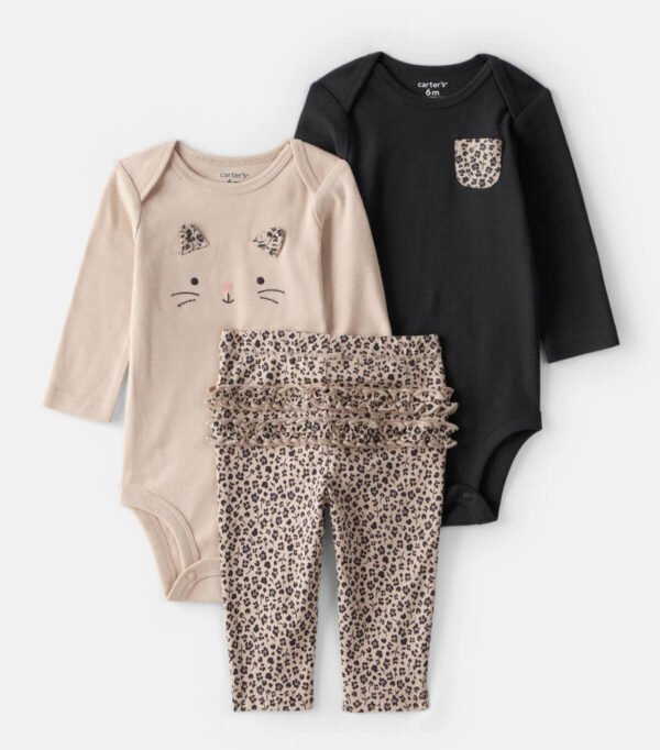 Carter's  Bebe 3 piezas para neutral y animal print pants(6meses)
