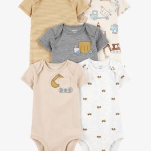 Baby Boy 5-Pack Construction Short-Sleeve Cotton Bodysuits