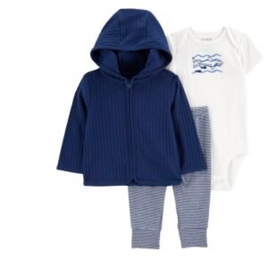 Carter's Child of Mine Baby Boy Cardigan Outfit Set, 3-Piece Sizes 0-3m