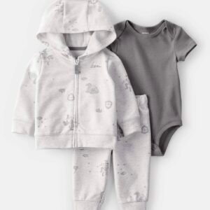 Baby 3-Piece Fairytale Print Little Jacket Set - Ivory/Grey 24m