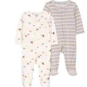 Carter’s Child of Mine Pijama Bebé Sleep 2-Pack, Enterizos Suaves para Bebé, Talla 3-6 Meses