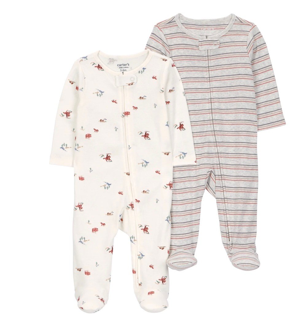 Carter’s Child of Mine Pijama Bebé Sleep 2-Pack, Enterizos Suaves para Bebé, Talla 3-6 Meses