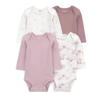 Carter’s Child of Mine Bodysuits para Bebé 4-Pack, Ropa de Bebé Suave, Tallas 6-9M y 12 Meses