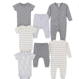Conjunto Gerber Bebé Unisex 7 Piezas, Ropa Completa para Recién Nacido, Talla 0-3 Meses