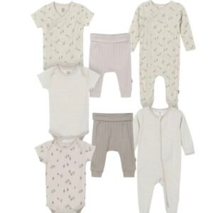 Conjunto Gerber Bebé Unisex 7 Piezas, Ropa Completa para Recién Nacido, Talle 0-3 Meses