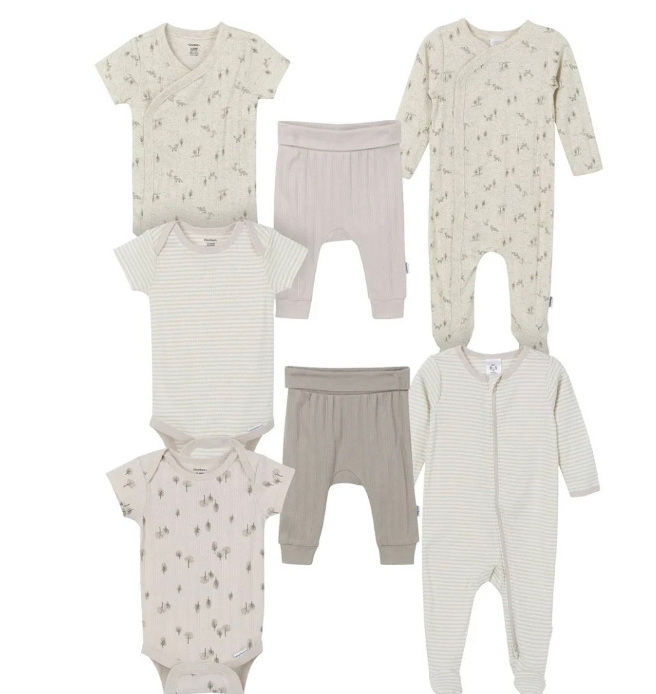 Conjunto Gerber Bebé Unisex 7 Piezas, Ropa Completa para Recién Nacido, Talle 0-3 Meses