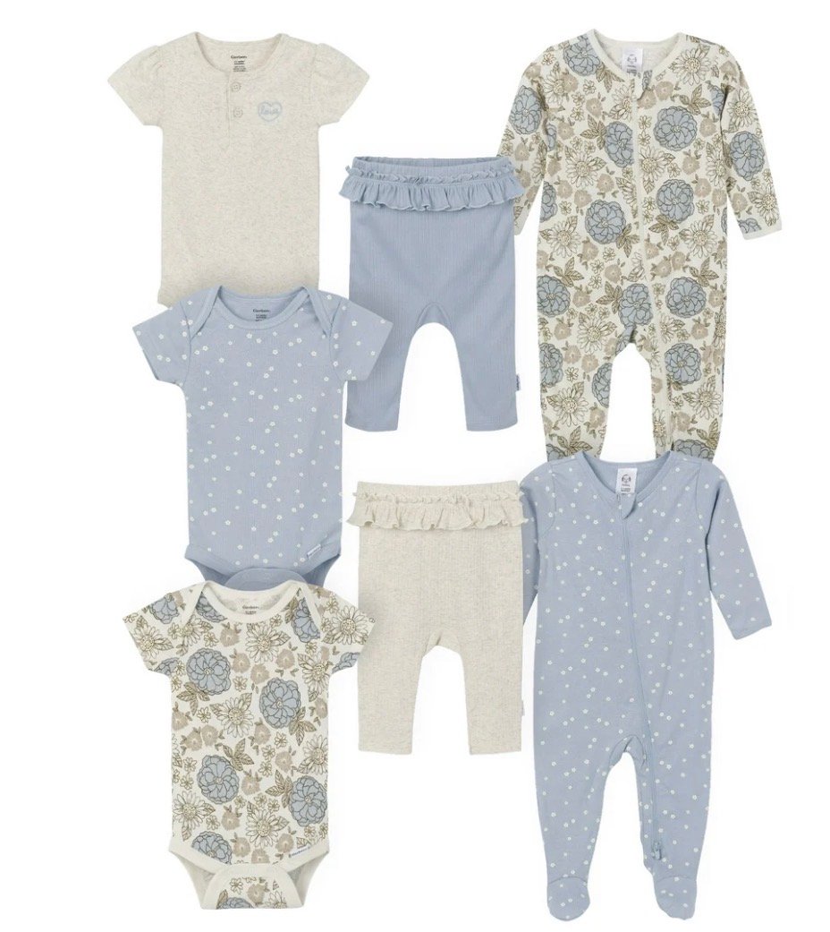 Conjunto Gerber Bebé 7 Piezas, Ropa Completa, Talles 0-3M y 3-6M