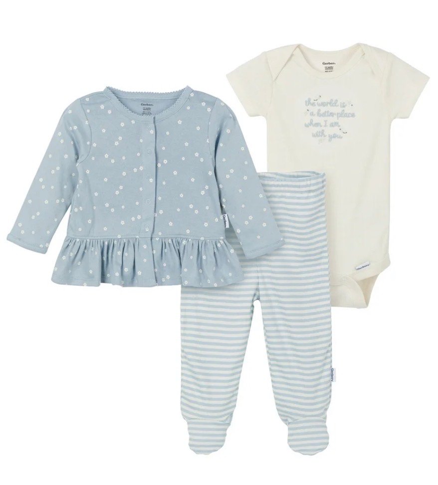 Conjunto Gerber Bebé 3 Piezas Tame Me Home, Ropa Cómoda, Talle 0-3 Meses