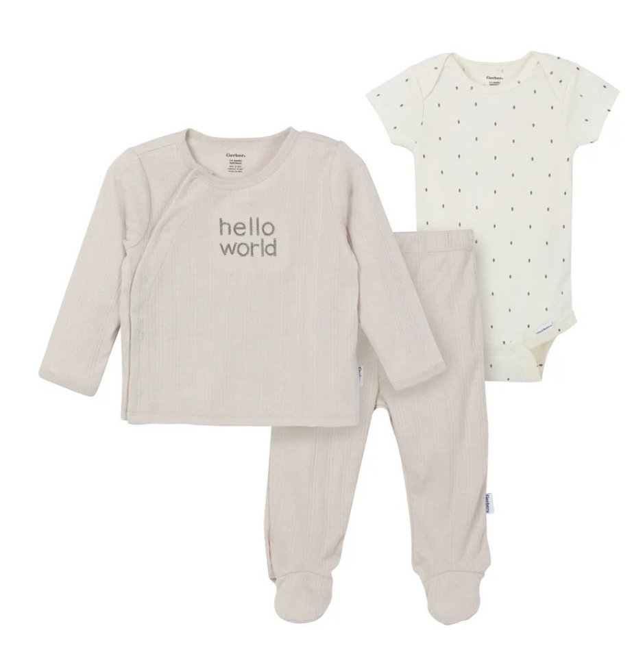 Conjunto Gerber Bebé Unisex 3 Piezas Tame Me Home, Ropa Suave, Talla 0-3 Meses