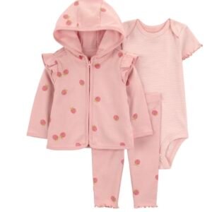 Conjunto Carter’s Bebé Niña 3 Piezas con Cardigan, Outfit Cómodo, Talle 24 Meses