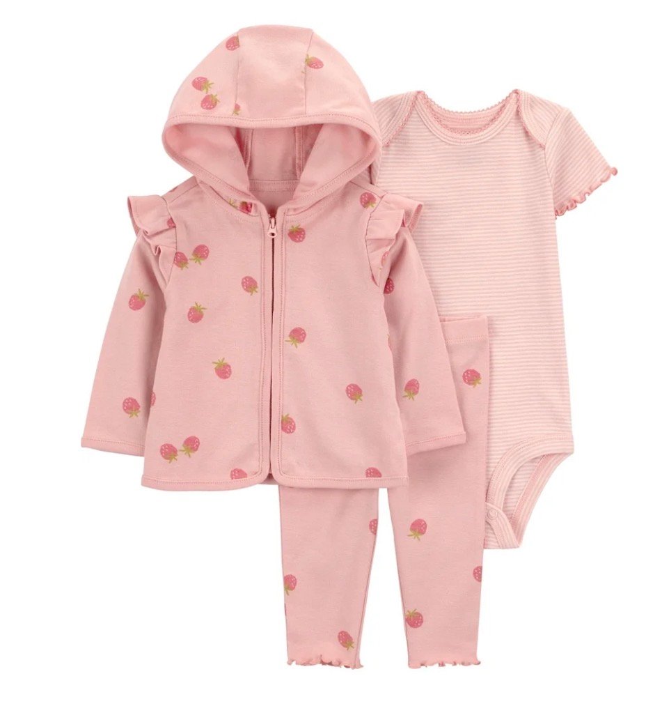 Conjunto Carter’s Bebé Niña 3 Piezas con Cardigan, Outfit Cómodo, Talle 24 Meses