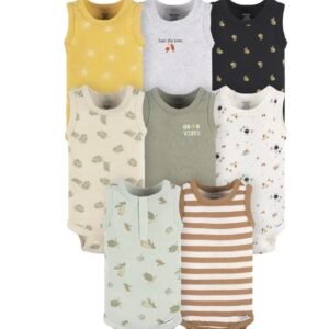 Gerber Bodysuits Unisex para Bebé 8-Pack, Ropa de Bebé Suave, Talla 18 Meses