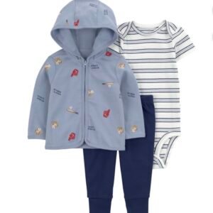 Conjunto Carter’s Bebé Niño 3 Piezas con Cardigan, Outfit Cómodo, Tallas 18M y 24M