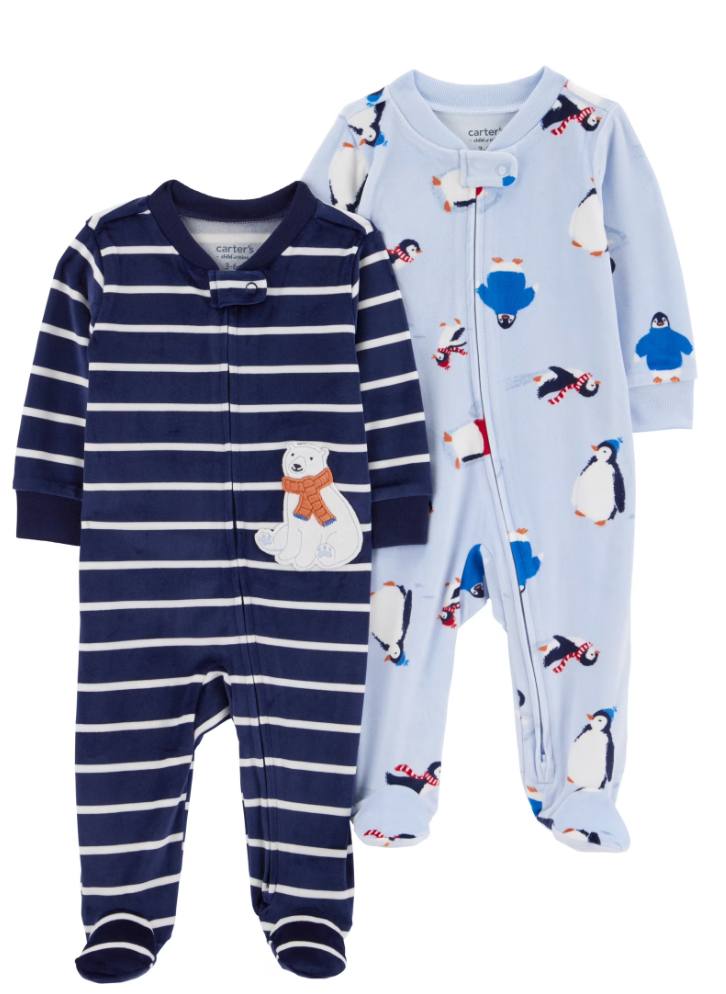 Carter’s Child of Mine Pijama Bebé Sleep N Play, Enterizo Suave 2 Pack, Talle 3-6 Meses